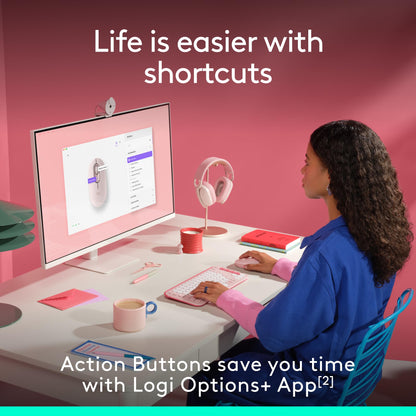 Logitech POP Mouse, Wireless Mouse with Customizable Emojis, SilentTouch Technology, Precision/Speed Scroll, Compact Design, Bluetooth, Multi-Device, OS Compatible - Heartbreaker Rose