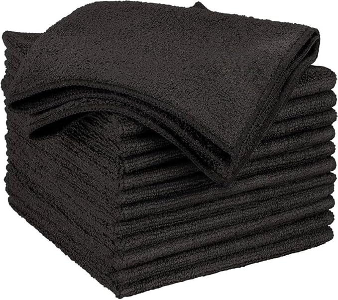 Microfiber Cleaning Cloth Black 12 Pack Premium Microfiber Towels