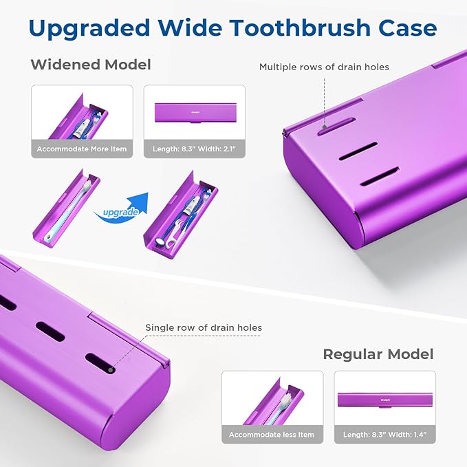 Wider Aluminum Toothbrush Travel Case, Portable Travel Toothbrush Holder