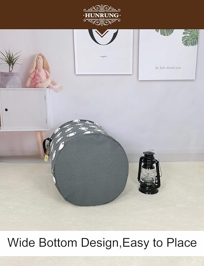 HUNRUNG Laundry Hamper, Large Canvas Fabric Lightweight Storage Basket Toy