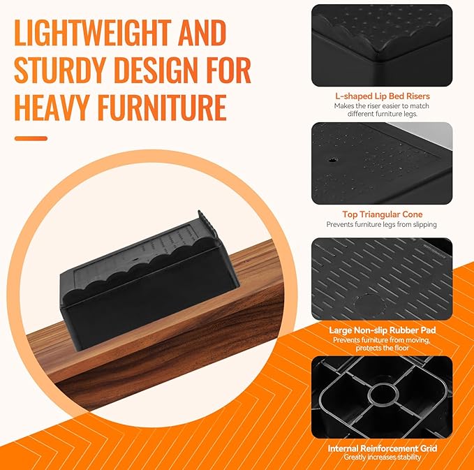 Furniture Risers Heavy Duty Adjustable Bed Risers Blocks Lift 4, 2 inches