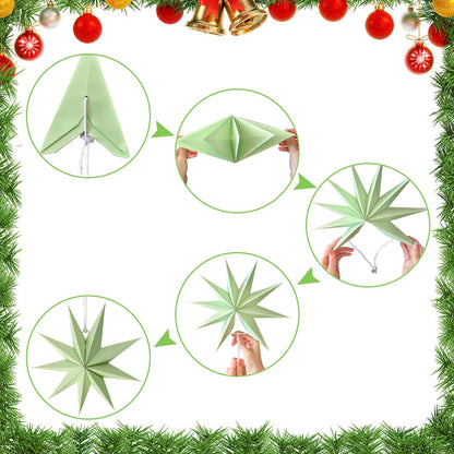 5 PCS Paper 9-Pointed Star Lanterns Hanging Stars Christmas Party Decorations Hanging Lampshade Christmas New Year Wedding Birthday Home Party Decorations(12 Inch) (Macaron 5PCS)