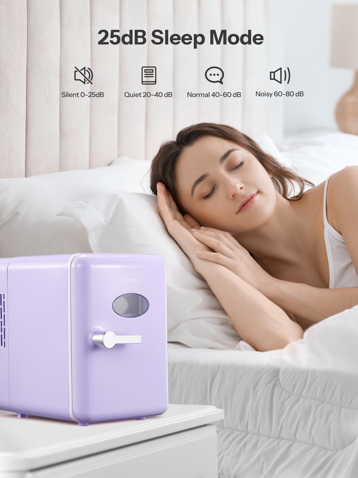 Mini Fridge With Handle, Small Fridge Rapid Cooling 4 Liter/6 Cans Skincare Fridge, Cooler and Warmer Refrigerators for Bedroom, Cosmetics, Office and Car (Retro, Purple)