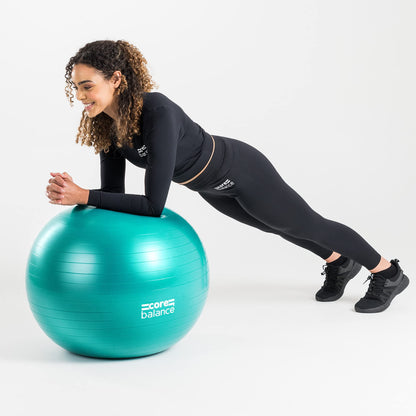 Core Balance Anti Burst Gym Ball, 45-85cm With Hand Pump (65cm, Teal)