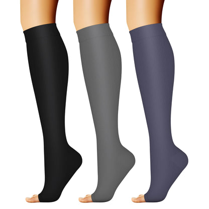 CHARMKING 3 Pairs Copper Compression Socks for Women & Men Circulation 15-20 mmHg is Best for All Day Wear Running Nurse