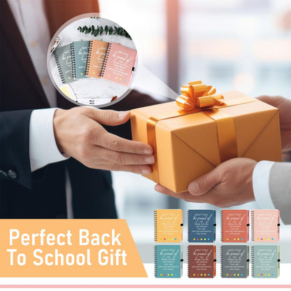 Resurhang 48 Pcs/24 Set Employee Appreciation Gift for Coworkers Staff Teacher Positive A6 Spiral Journal Notebook with Pen for Team Volunteer Week Lab Week(Fresh Color,May You)