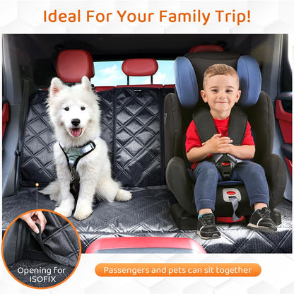 KYG Dog Car Seat Cover Premium Nonslip Back Seat Cover for Dogs Scratch Proof Waterproof Rear Seat Covers for Dogs Isofix-Compatible for Most Medium and Large Cars and SUVs (58x45x135 cm)