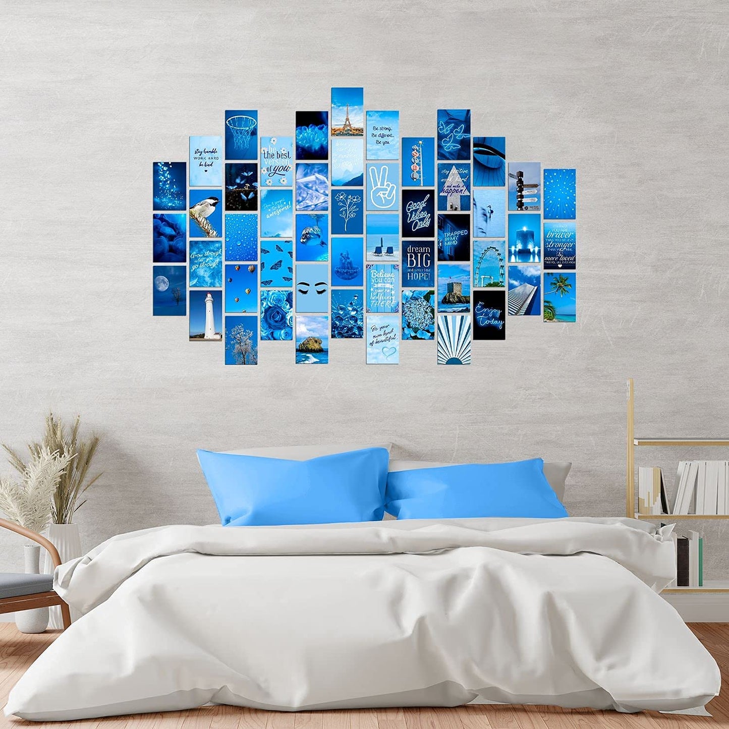 WOONKIT Blue Wall Collage Kit - Aesthetic Pictures, Room Decor for Teen Girls, 50pcs 4x6 inch