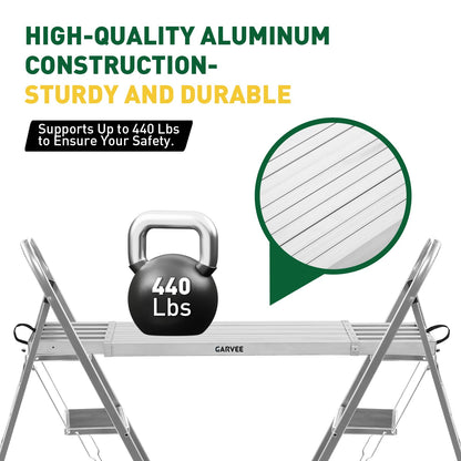 Garvee 9-15FT Aluminum Telescoping Work Plank, 12.5 inch Width Extension Plank, 440Lbs Capacity Extension Boards, Adjustable Scaffolding Plank with Skid-Proof Platform Scaffold Ladder Accessory