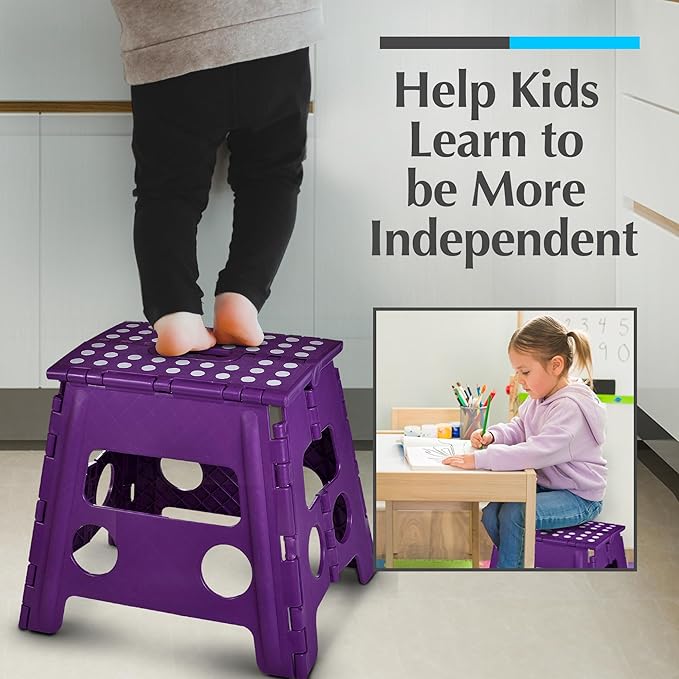 Handy Laundry Folding Step Stool 13 Inch – Sturdy Plastic Foldable Step Stool
