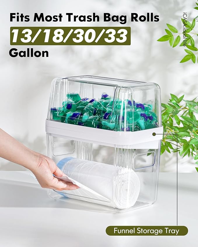 Trash Bag Dispenser Dishwasher Pod Organizer, 3 in 1 Grocery Garbage Bags