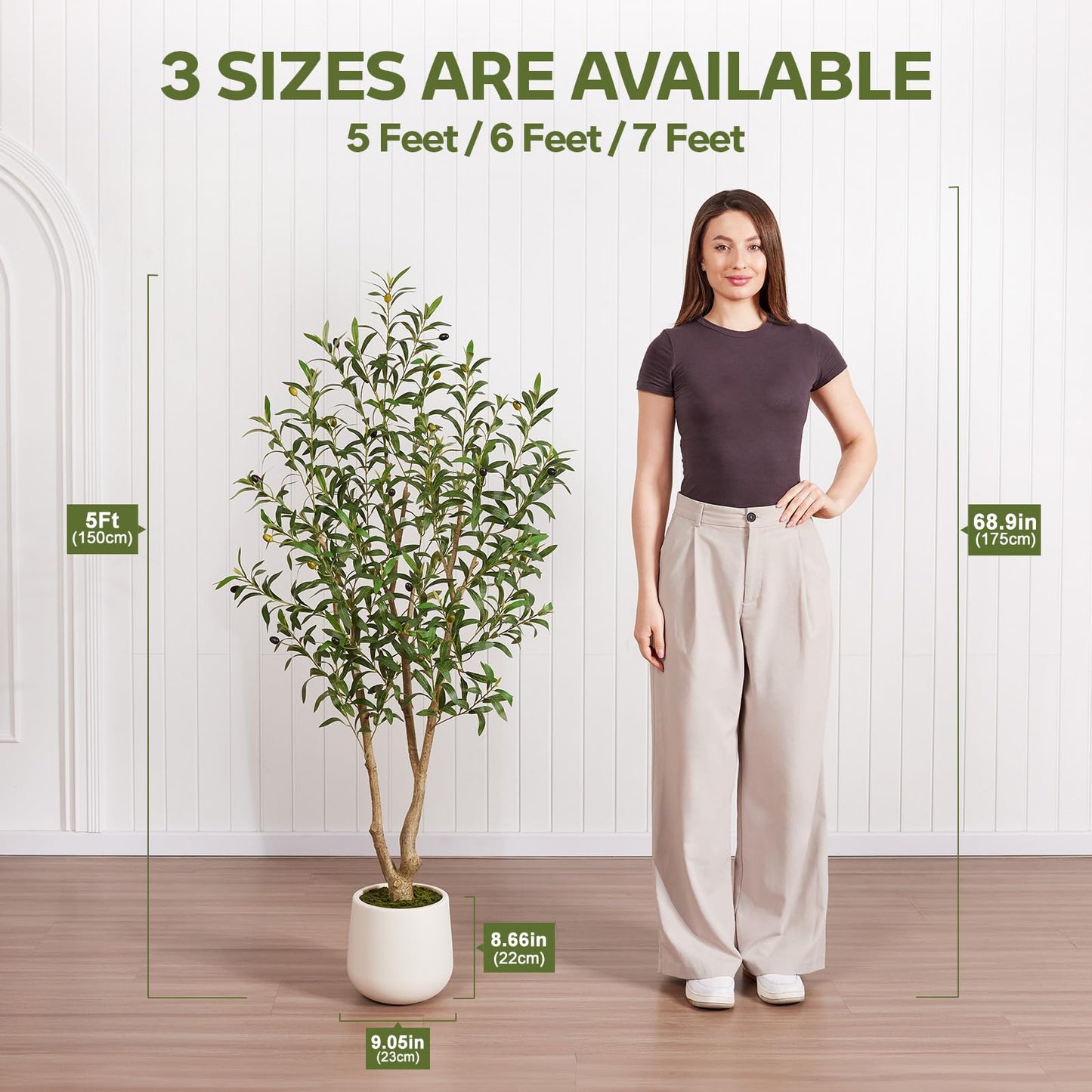 VeriNatural Artificial Olive Tree 5FT, Fake Plants Indoor - Potted Faux Olive Tree with Relistic Leaves and White Planter - Tall Faux Plant for Home Office Living Room Decor