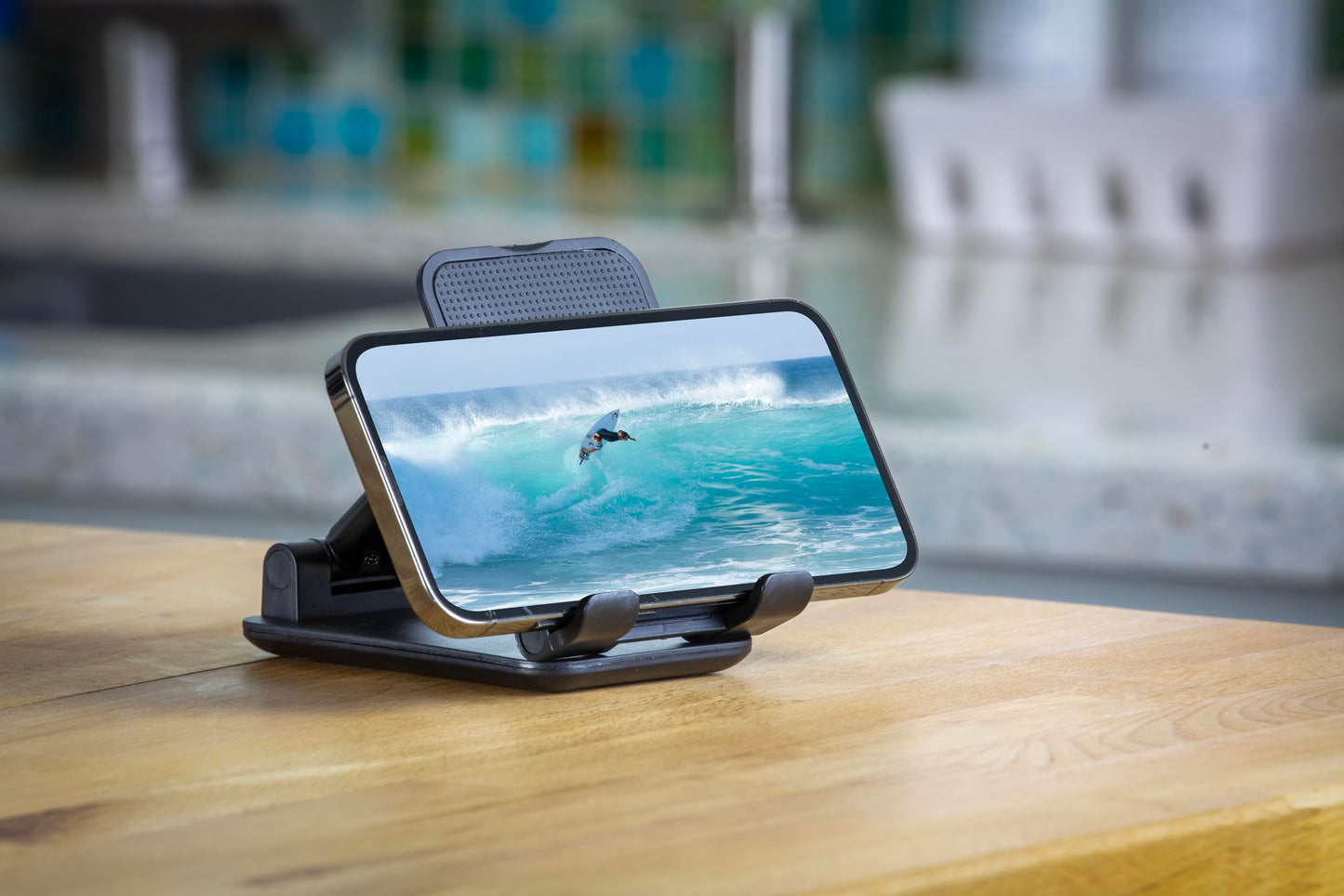 Scosche SUFMPS-SP Universal Cell Phone Stand and Holder with Non-Slip Cradle, Foldable, Adjustable Non-Magnetic Mount for Home Office Desk or Travel Compatible with iPhone, Tablet and All Devices