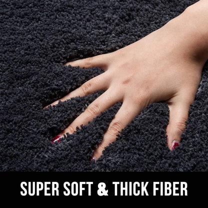SFLXO 80cm x 50cm Non Slip Bath Mat Machine Washable Durable Soft Fluffy Microfiber Bathroom Mat Water Absorbent Bath Rug Deep Grey