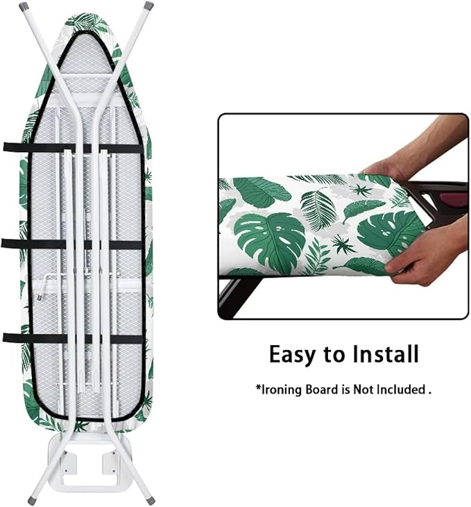 Green Leaves Ironing Board Covers Durable Stain Resistant Hook and Loop
