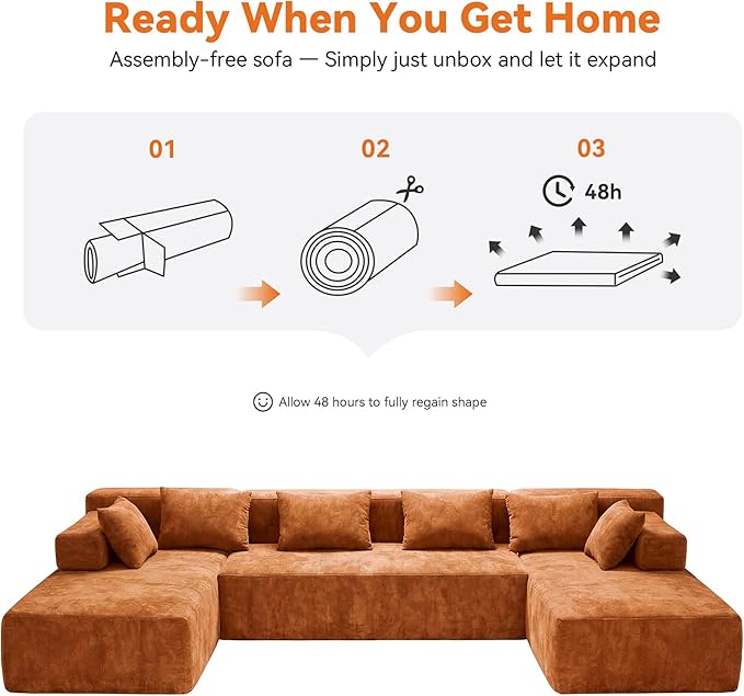 MONVANE 141" U Shaped Cloud Sectional Couch