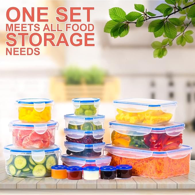 RockBerry 32 Pcs Large Plastic Food storage containers-85 oz to Sauces Box