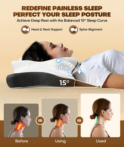 Cozyplayer True Cooling Cervical Neck Pillow for Pain Relief, Ergonomic Side Sleeper Pillow for Neck Support, Odorless Orthopedic Contour Memory Foam Pillows, Bed Pillow for Back Stomach Sleeper