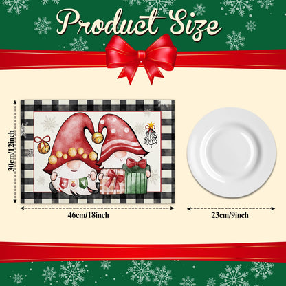 Funny Santa Snowflakes Christmas Placemats Set of 4 Winter Gifts for Christmas Women Rustic Holiday Placemats Decor for Xmas Party Outdoor Home Kitchen Dining Recyclable Table Mats 12x18 inch - DH720