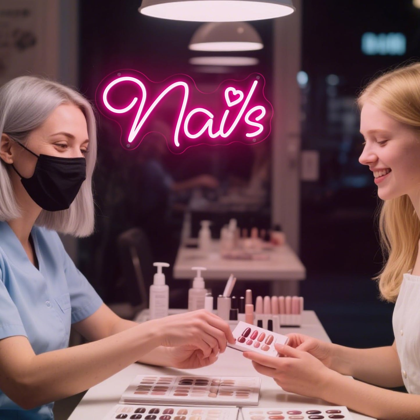 Brochao Nails Neon Sign Nail LED Sign Light Up Sign for Nial Room Wall Decar for Beauty Room Nail Salon Business Store Home Party Decoration Gift for Teen Girls