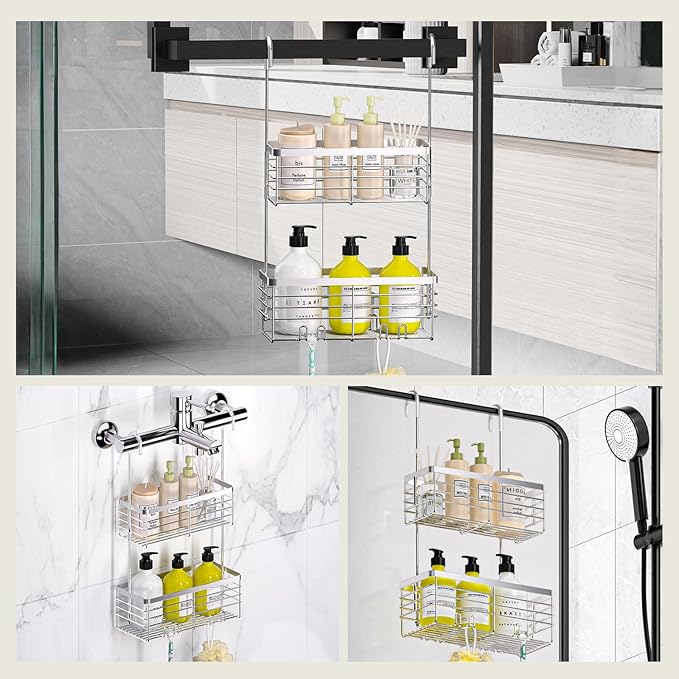 DELLAN Hanging Shower Organizer, 2-Tier Shower Rack