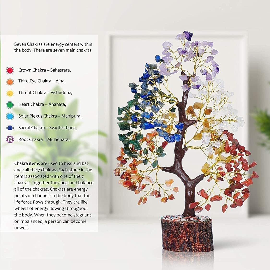 YATSKIA 7 Chakra Tree of Life - Crystals and Healing Stones | Birthday Gifts | Crystal Tree for Positive Energy | Home & Office Decor | Gifts for Women