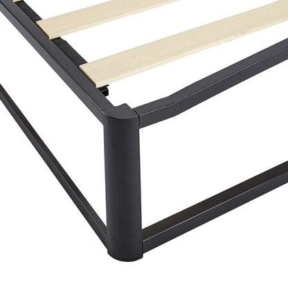 Amazon Basics Metal Platform Bed Frame with Wooden Slats, Sturdy Mattress Support, 10 Inches High, Under-Bed Storage, Full, Black