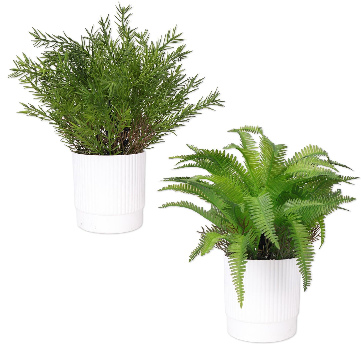 Abzo 2 Pack Fake Plants Artificial Greenery Potted Plants Small Faux Plants for Home Office Desk Farmhouse Shelf Room Bathroom Decor