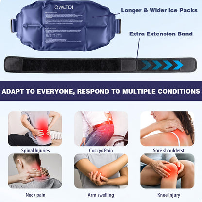 OWLTDI Ice Packs Soft Flexible Gel Pack for Injuries Reusable Cold Hot Therapy for Shoulder Knee Back Elbow Leg Hip Arm for Muscle Relief & Recovery 17.5'' x 9.5'' Navy Blue