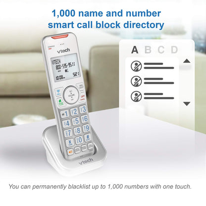 VTech VS112-4 Bluetooth 4 Handset Cordless Phone for Home with Answering Machine, Call Blocking, Caller ID, Intercom and Connect to Cell