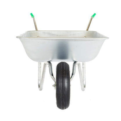 Neo Wheelbarrow Home Garden Cart Galvanised with Pneumatic Tyre (65L), Silver