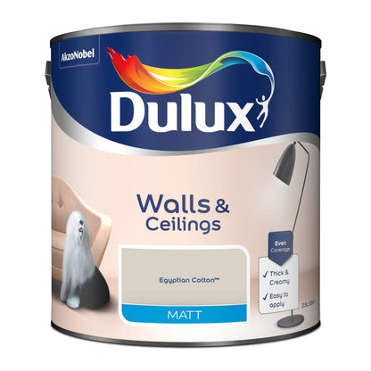 Dulux Walls & Ceilings Matt Emulsion Paint - Egyptian Cotton - 2.5L