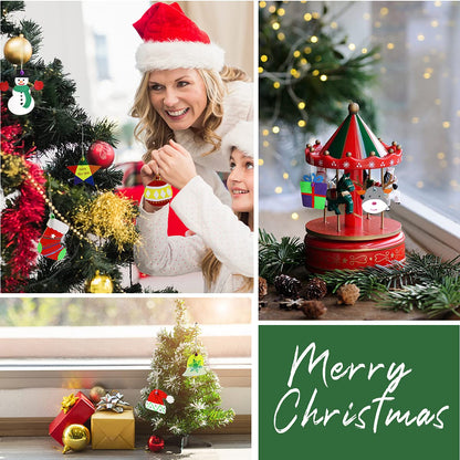 Pseutio 50 PCS Unfinished Wooden Christmas Ornaments DIY Christmas Wooden Slices with 50 Jingle Bells for Crafts Christmas Hanging Decorations (10 Shapes)