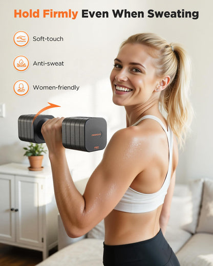 FEIERDUN 5-in-1 Adjustable Dumbbell Set of 2, 20LBS/10LBS Hand Weights for Women, 1s-Adjust Dual-Stable Dumbbell Set for Women Home Gym & Outdoor