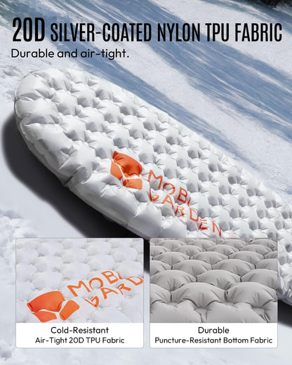 Mobi Garden Gennye Pro Ultralight Mummy Sleeping Pad, R-Value 6.0 Cold Weather Backpacking Mat, Compact Inflatable Air Mattress with Thermal Reflective Tech for Winter Alpinism, Noise Reduction Design