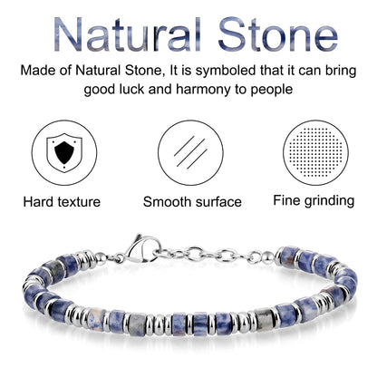 SIUMAL Mens Bracelet, Boho Stainless Steel Bracelets for Men, Beaded Bracelets, Jewelry Gifts for Husband, Father, Friends