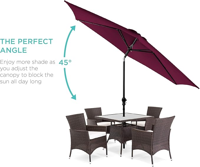 Best Choice Products 10ft Outdoor Table Compatible Steel Polyester Market Patio Umbrella w/Crank and Easy Push Button Tilt