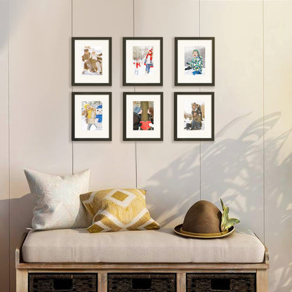 upsimples 8x10 Picture Frame Set of 10, Display Pictures 5x7 with Mat or 8x10 Without, Multi Photo Frames Collage for Wall or Tabletop Display, Black