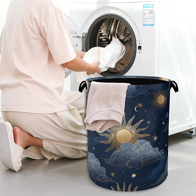 Sun Moon Stars Laundry Basket, Oxford Cloth Laundry Hamper
