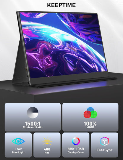 4K Portable Monitor 13.3" 3840 x 2160 UHD USB-C HDMI Laptop Monitor, 100% sRGB IPS Computer Gaming Display HDR Travel Monitor w/Speakers for Laptop Xbox PS5 Switch PC Phone