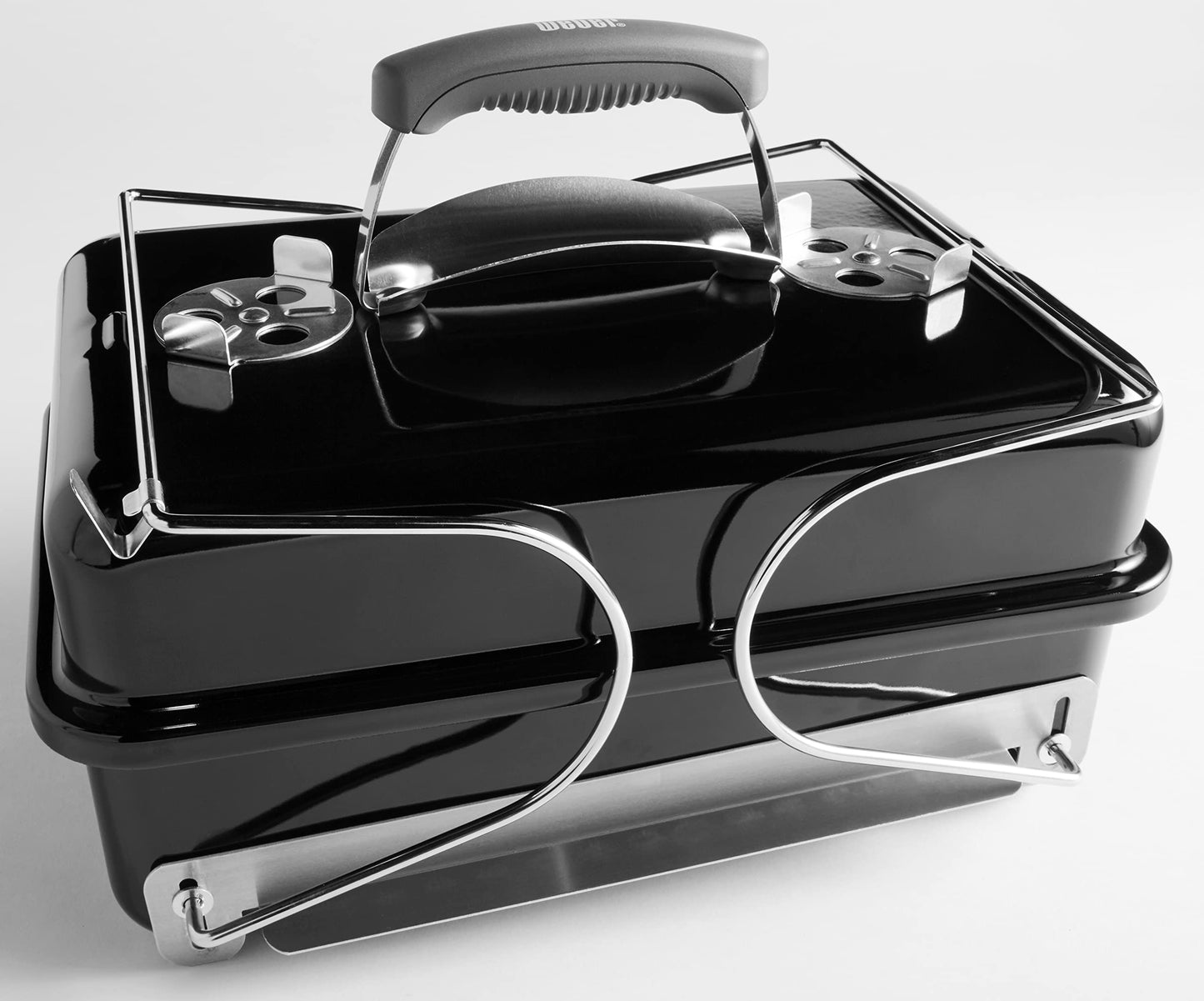 Weber Go-Anywhere Charcoal BBQ/Portable Grill with Folding Legs, Compact Design for Camping & Picnics, Durable Enamel, Precise Airflow Control, 42 x 26 cm Cooking Area, Black