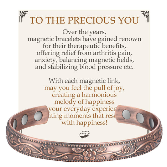 Feraco Copper Bracelet for Women, Ultra Strength Magnetic Bracelets, 99.99% Pure Copper Cuff Bangle with 3500 Gauss Neodymium Magnets, Adjustable