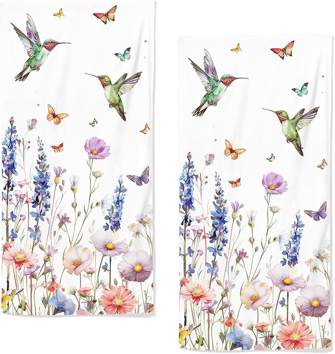 Watercolor Wildflower Floral Hand Towels