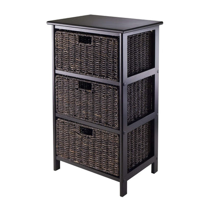 Winsome Omaha Home Storage Rack with 3 Baskets, Stackable Storage Bins for Home Organizing, Functional Furniture for Bedroom, Living Room, Office, Entryway