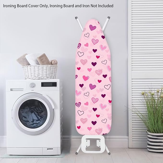 Pink Hearts Ironing Board Cover Soft Stain Resistant Ironing Board Cover