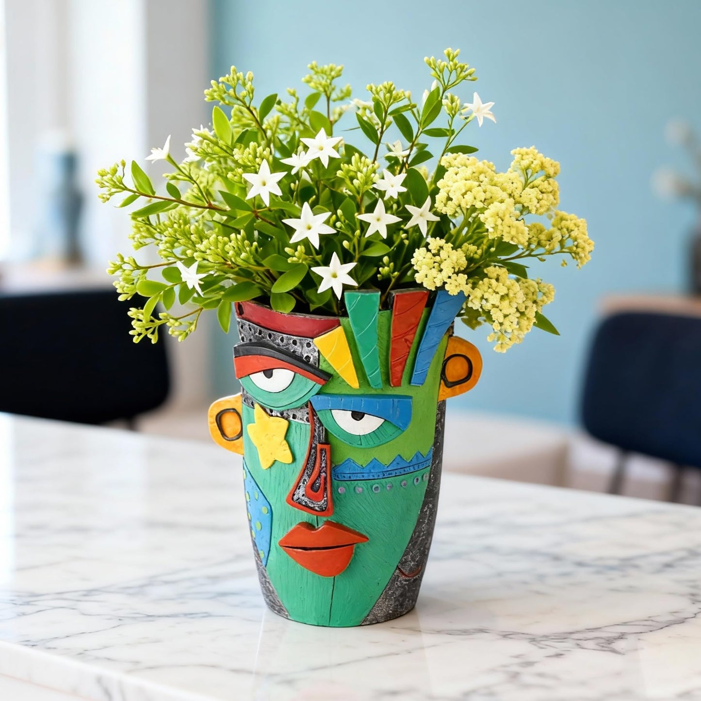 U WONDERFUL Unique Flower Pots - Abstract Picasso Face Plant Pots, Funky Planters with Drainage for Indoor Plants, Cool Head Planter for Outdoor Garden & Home Decor