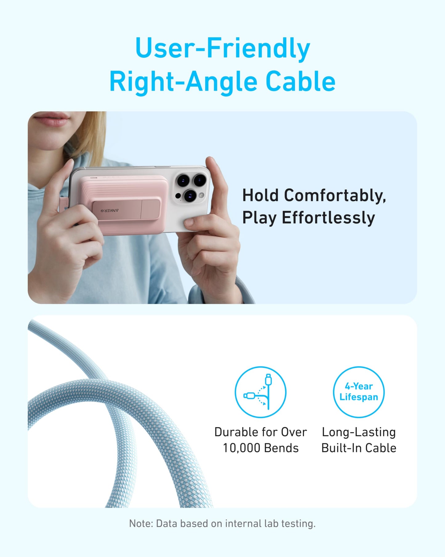 Anker Zolo Magnetic Power Bank, 10,000mAh Wireless Portable Charger with 30W Max Fast Charging, Battery Pack with Built-in USB-C Cable and Adjustable Stand, for iPhone 16/15 Series, AirPods, and More