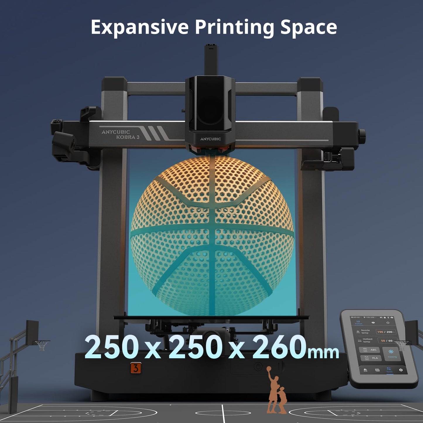 ANYCUBIC Kobra 3 Combo 3D Printer Smart Multicolor Printing(4 to 8 Colors), 600 mm/s High Speed FDM 3D Printer, LeviQ 3.0 Auto-Leveling, Filament Backup, 250 * 250 * 260mm Larger Printing Size
