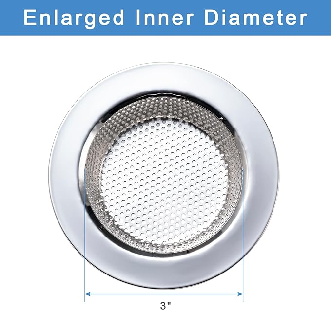 3 Pcs Sink Strainer for Most Kitchen Sink Drain Basket, Upgraded Double-Layer