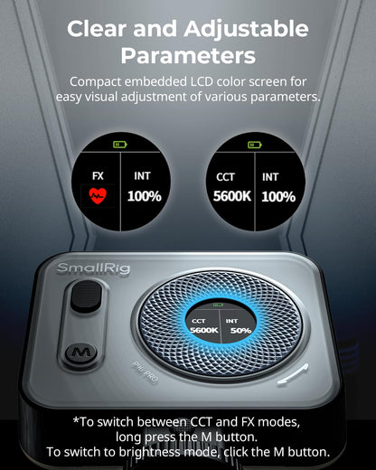 SMALLRIG Vibe P96 Pro Led Video Light, Portable Camera Light for Photography, Cold Shoe Light, CRI95+, 2500-6500K, 5 Effects, Fill Light Accessories for Content Creator, Streaming Black